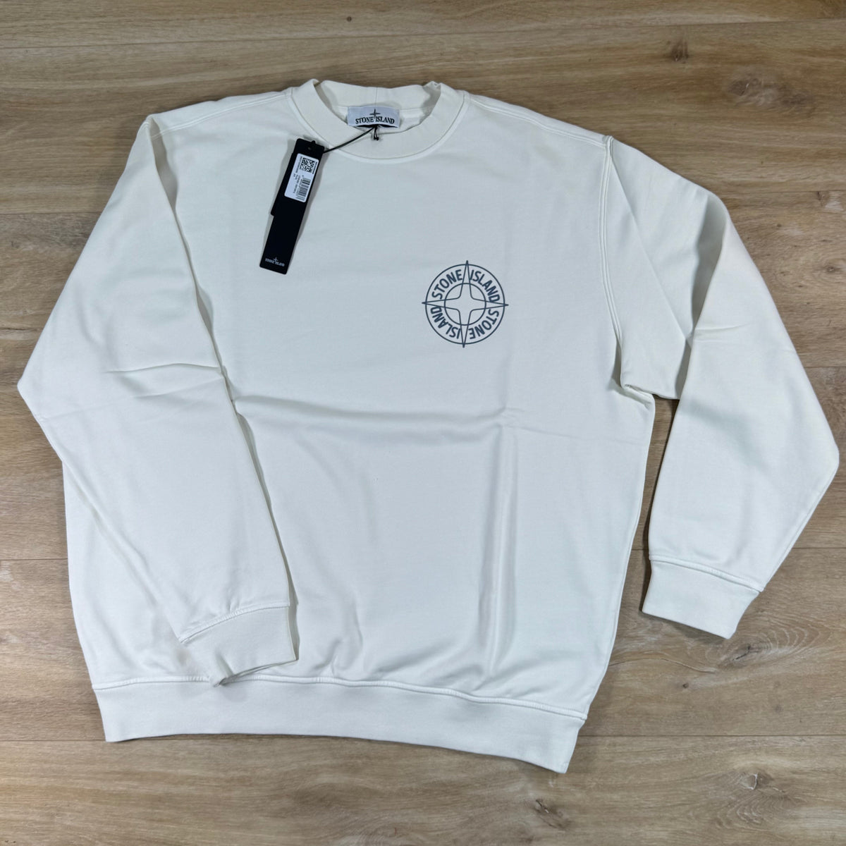 Stone Island Oversize-Fit 'Outline Compass' Crewneck Sweatshirt in Ivory