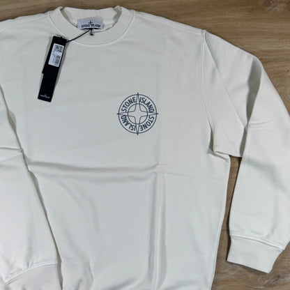Stone Island Oversize-Fit 'Outline Compass' Crewneck Sweatshirt in Ivory