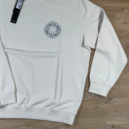 Stone Island Oversize-Fit 'Outline Compass' Crewneck Sweatshirt in Ivory