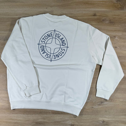 Stone Island Oversize-Fit 'Outline Compass' Crewneck Sweatshirt in Ivory