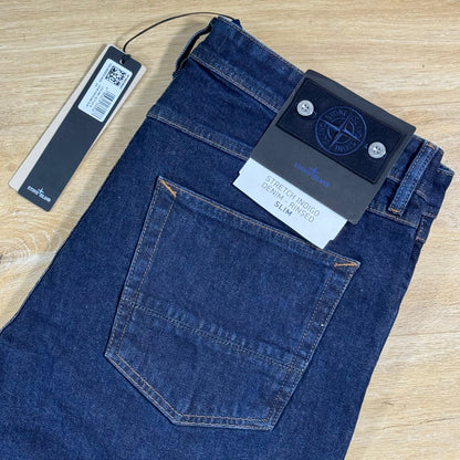 Stone Island Stretch Indigo Denim-Rinsed Slim Fit Jeans in Blue Rinse
