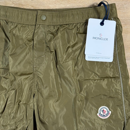 Moncler Logo Swim Shorts in Khaki