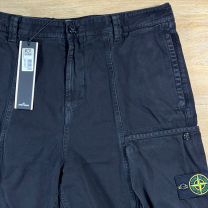Stone Island Panama Cotton Comfort Fit Cargo Shorts in Black