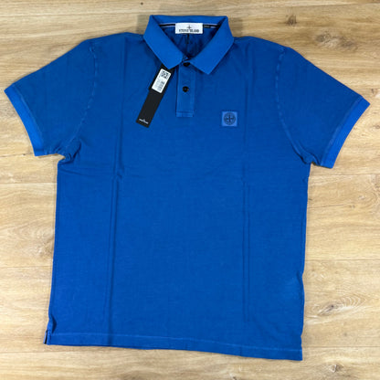 Stone Island Pigment Dye Polo Shirt in Bright Blue