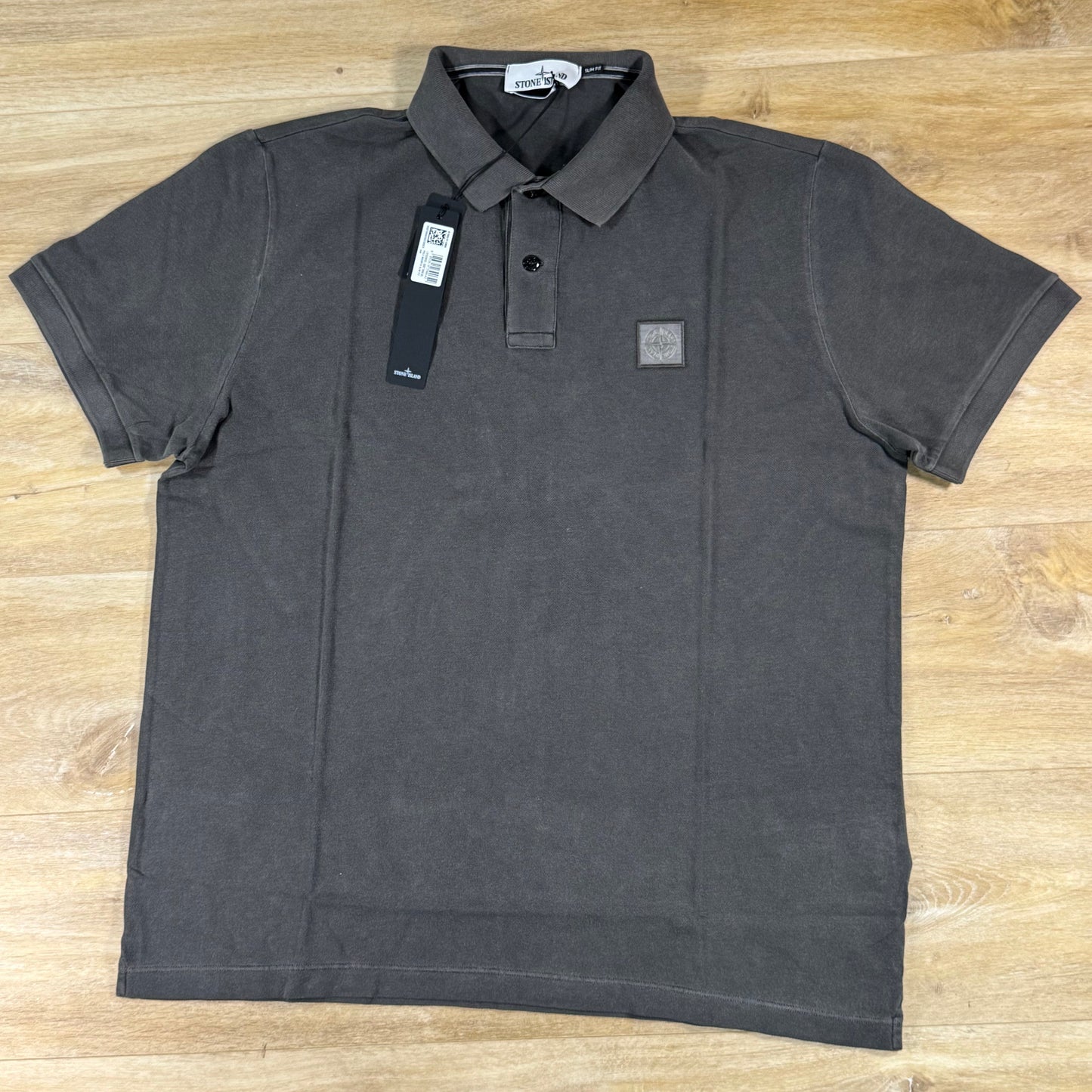 Stone Island Pigment Dye Polo Shirt in Charcoal Grey