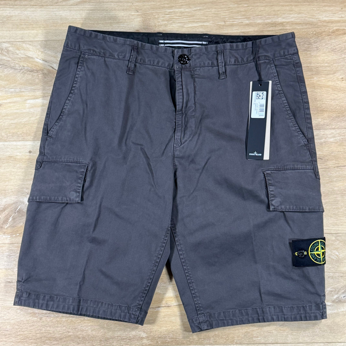 Stone Island Stretch Twill Cargo Bermuda Shorts in Charcoal Grey