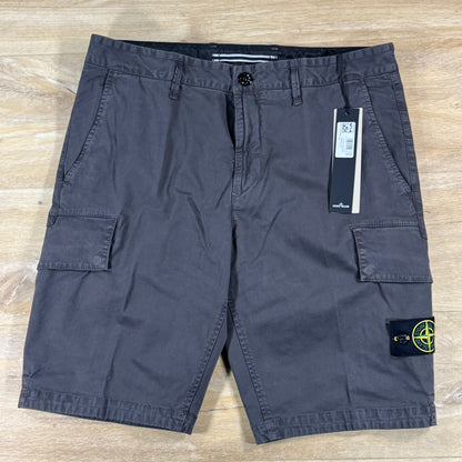 Stone Island Stretch Twill Cargo Bermuda Shorts in Charcoal Grey