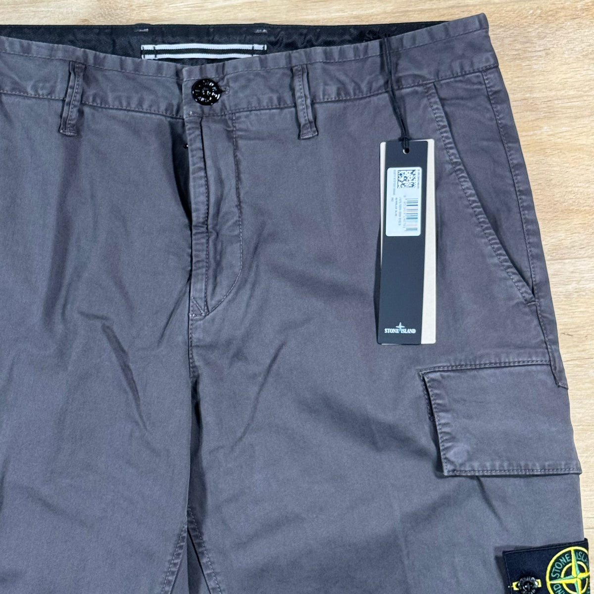 Stone Island Stretch Twill Cargo Bermuda Shorts in Charcoal Grey
