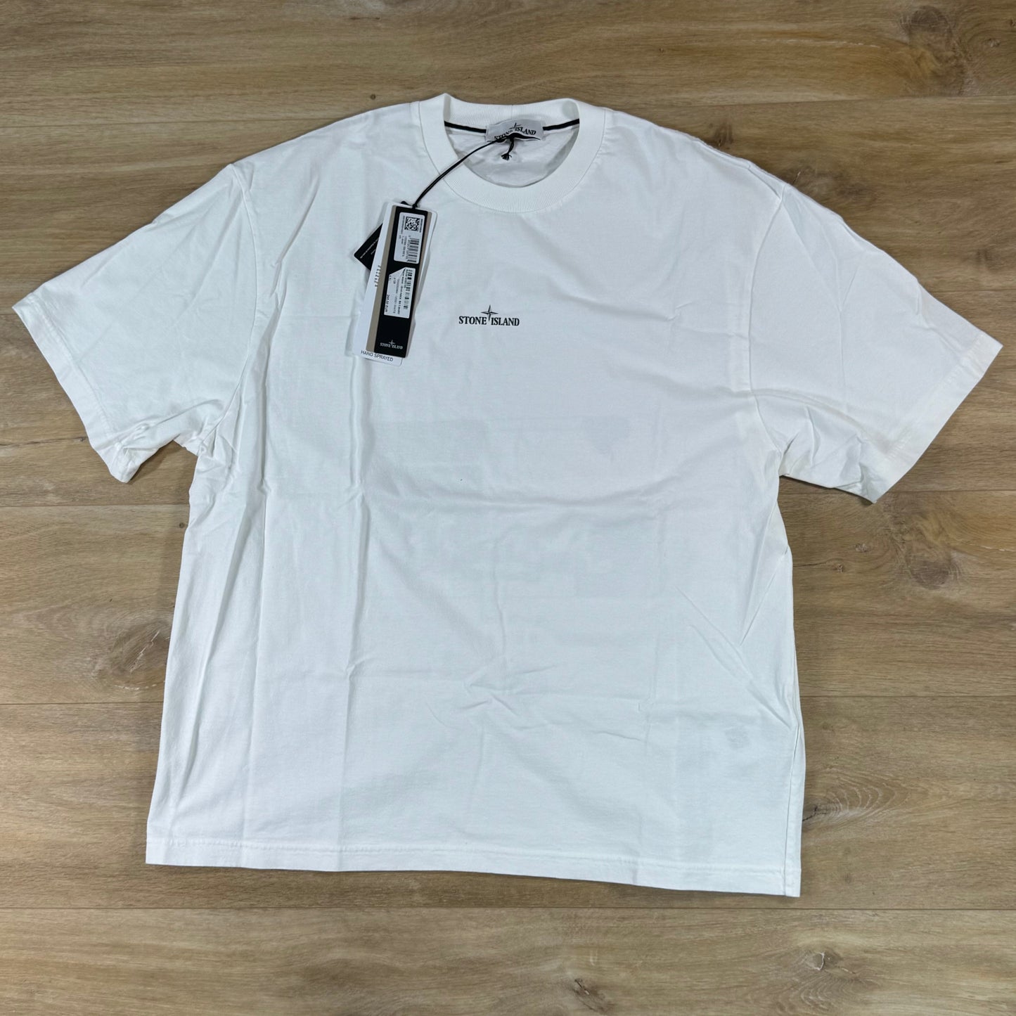 Stone Island Hand Sprayed 'Lab' Print T-Shirt in White