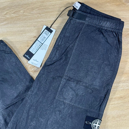 Stone Island Dense Nylon-TC Hand Sprayed Reflective Loose-Fit Fatigue Trousers in Black