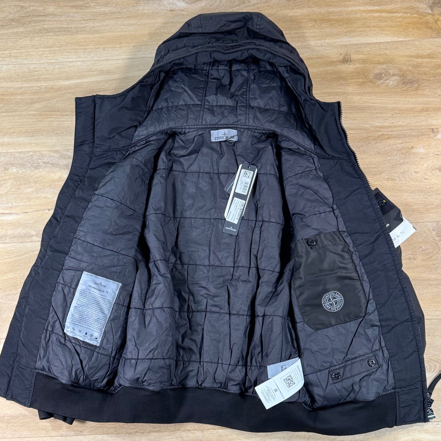 Stone Island Membrana 3L TC Padded Jacket in Black