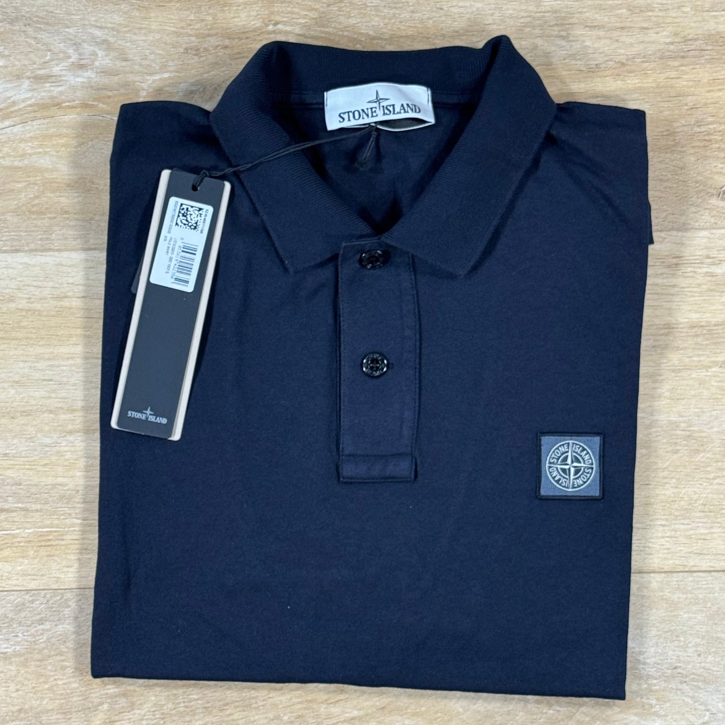 Stone Island 'Fissato Effect' Polo Shirt in Navy