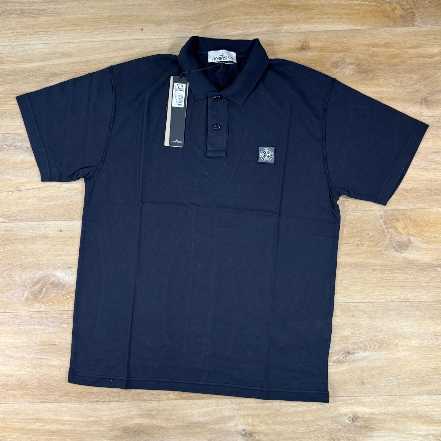 Stone Island 'Fissato Effect' Polo Shirt in Navy