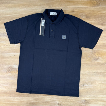 Stone Island 'Fissato Effect' Polo Shirt in Navy