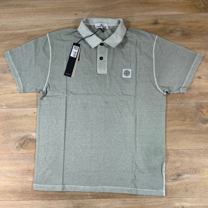 Stone Island 'Fissato Effect' Polo Shirt in Sage Green
