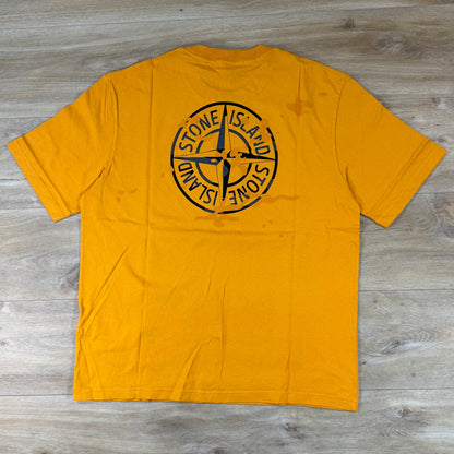 Stone Island 'Camo Compass' Print T-Shirt in Tangerine