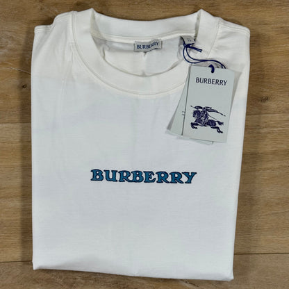 Burberry Heritage Logo Cotton T-Shirt in Chalk White