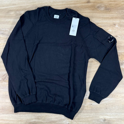 C.P. Company Cotton Sea Island Crewneck Lens Knit in Black