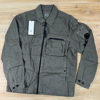 C.P. Company Panama-R Zipped Lens Overshirt in Moss Gray - Green