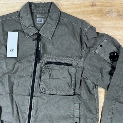 C.P. Company Panama-R Zipped Lens Overshirt in Moss Gray - Green