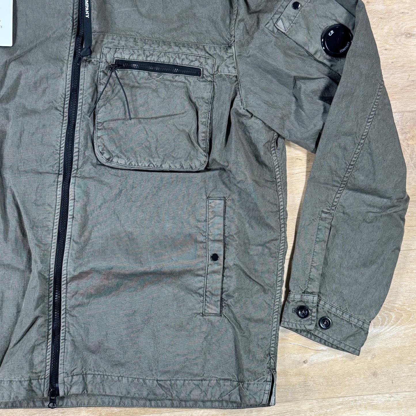 C.P. Company Panama-R Zipped Lens Overshirt in Moss Gray - Green