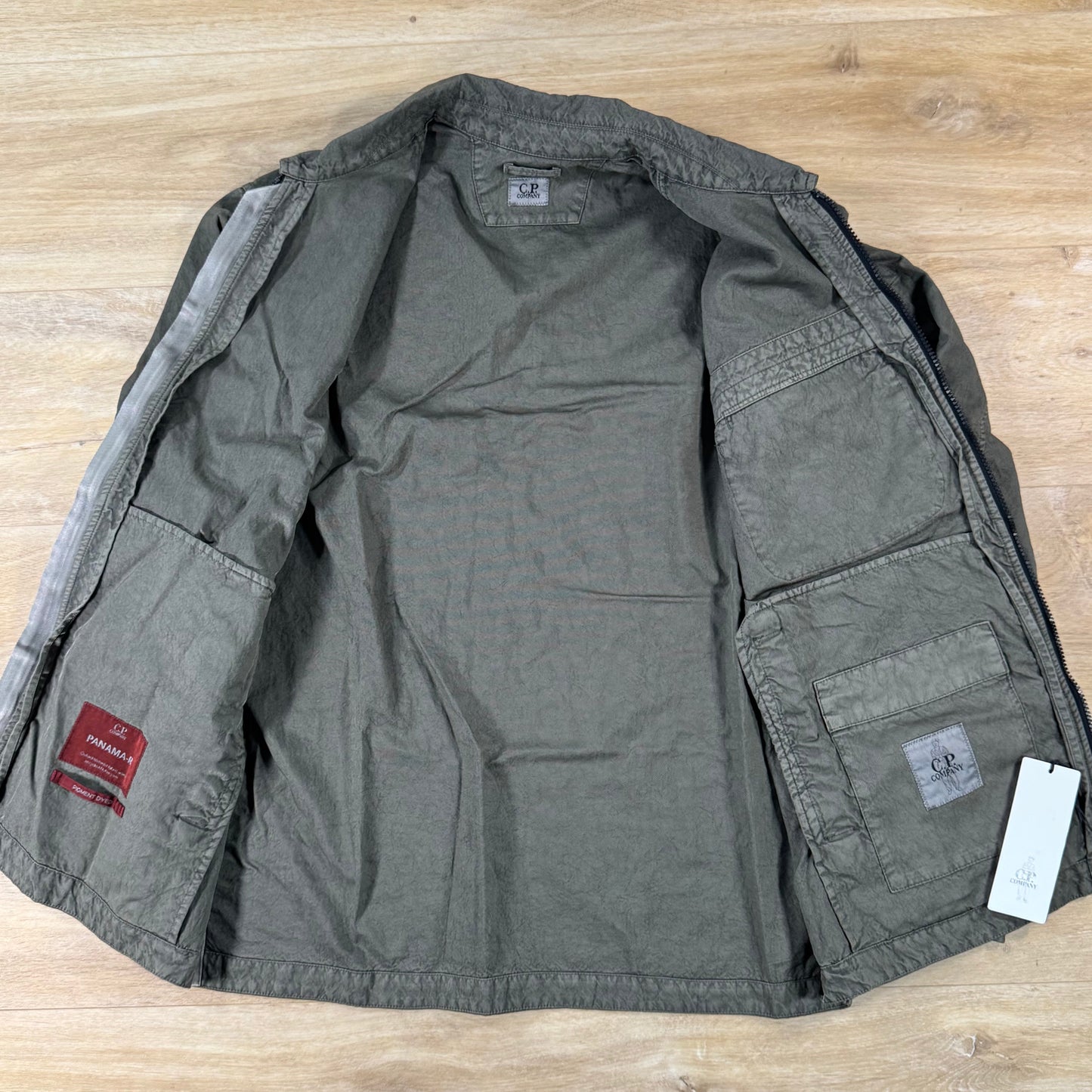 C.P. Company Panama-R Zipped Lens Overshirt in Moss Gray - Green
