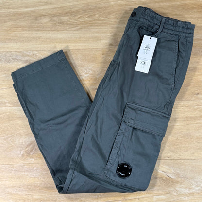 C.P. Company Stretch Sateen Lens Cargo Pants in Gunmetal - Grey