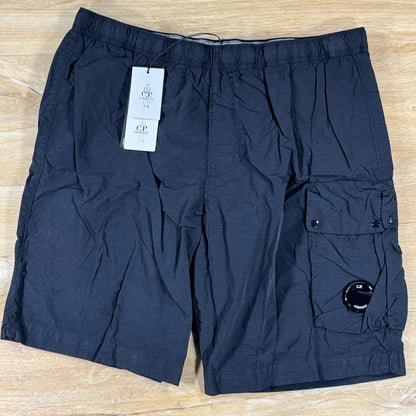 C.P. Company 50 Fili Stretch Loose Lense Cargo Shorts in Navy