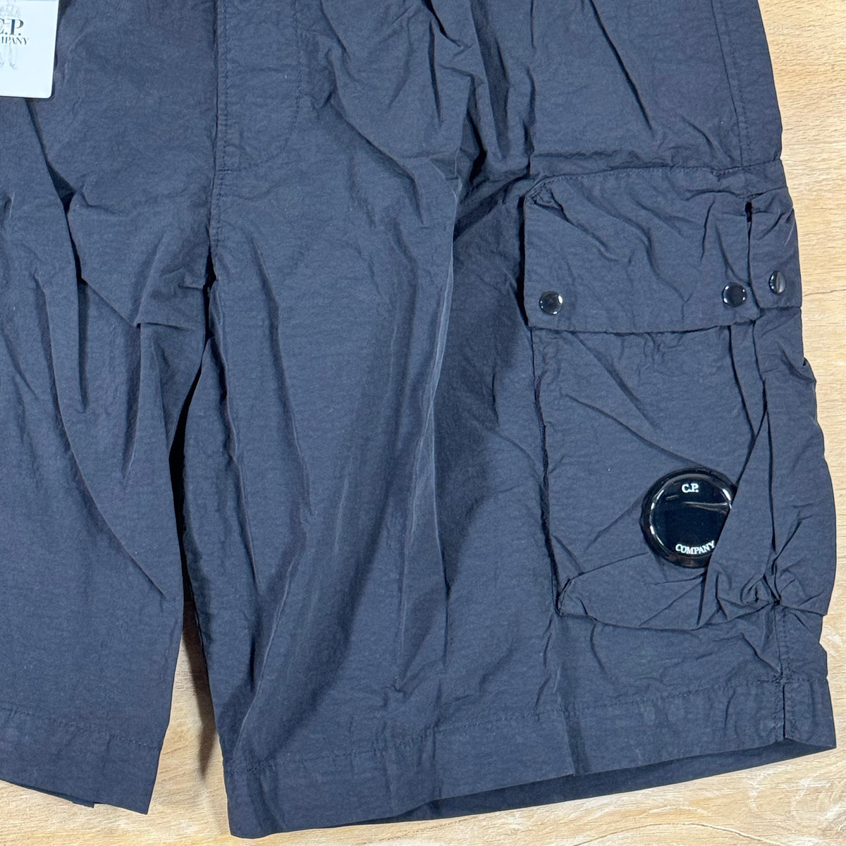 C.P. Company 50 Fili Stretch Loose Lense Cargo Shorts in Navy