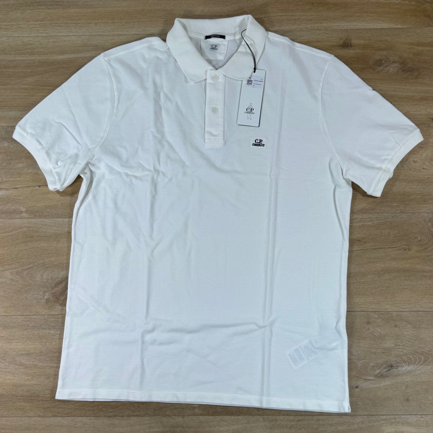 C.P. Company Pigment Dyed Polo Shirt in Gauze White