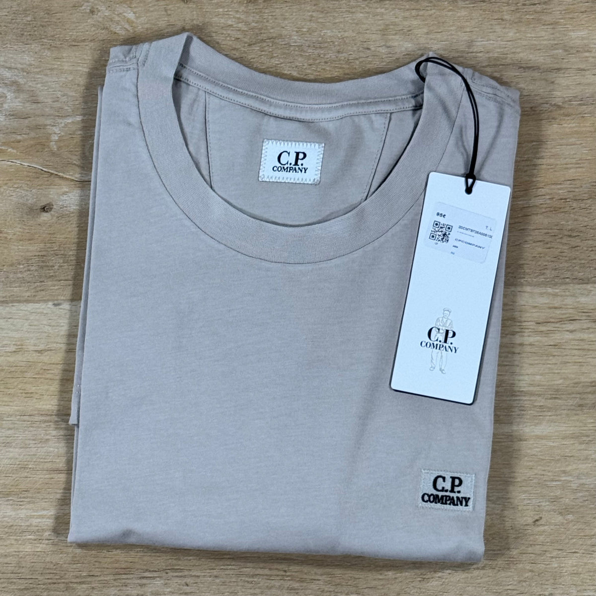 C.P. Company 30/1 Jersey Logo Patch T-Shirt in Dove