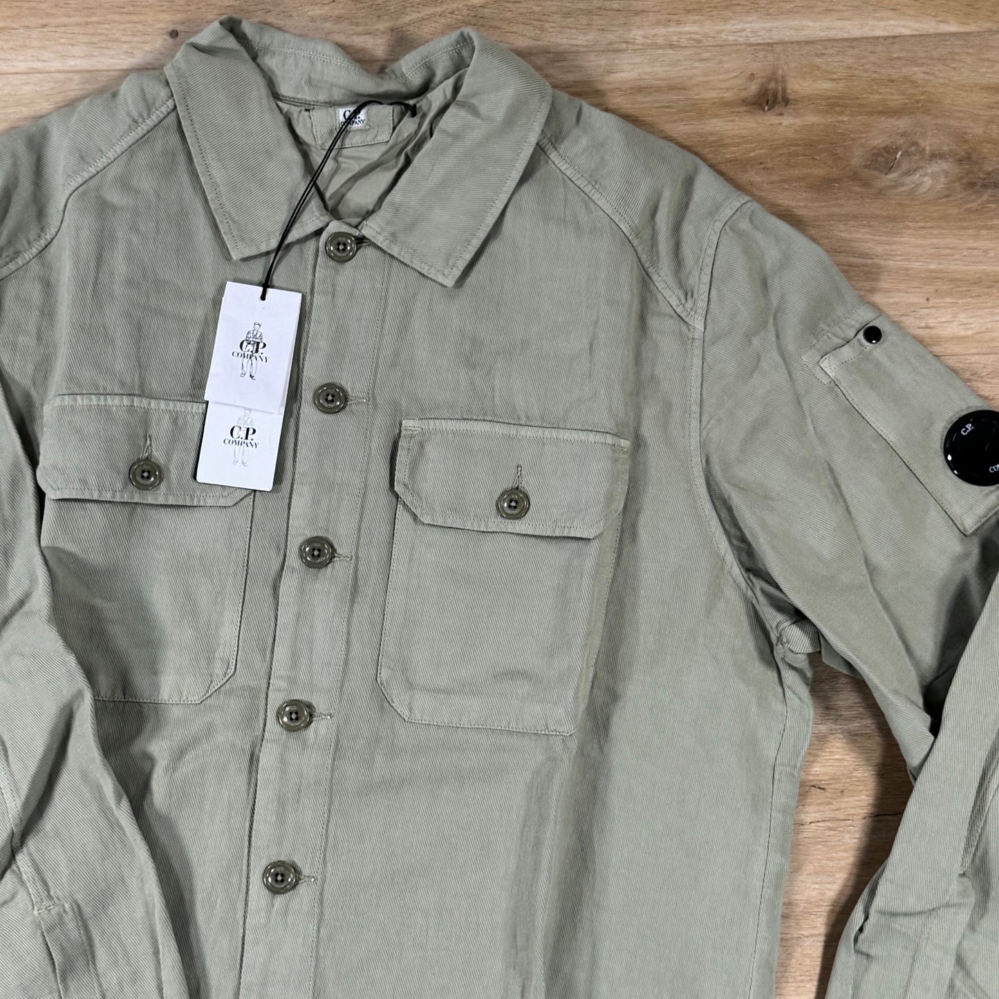 C.P. Company Broken Twill Lens Overshirt in Moss Gray - Green