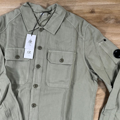 C.P. Company Broken Twill Lens Overshirt in Moss Gray - Green