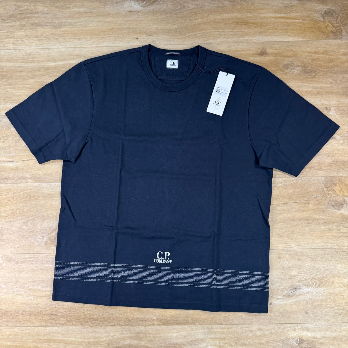 C.P. Company Mercerized Jersey 30/2 Twisted Embroidery T-Shirt in Navy