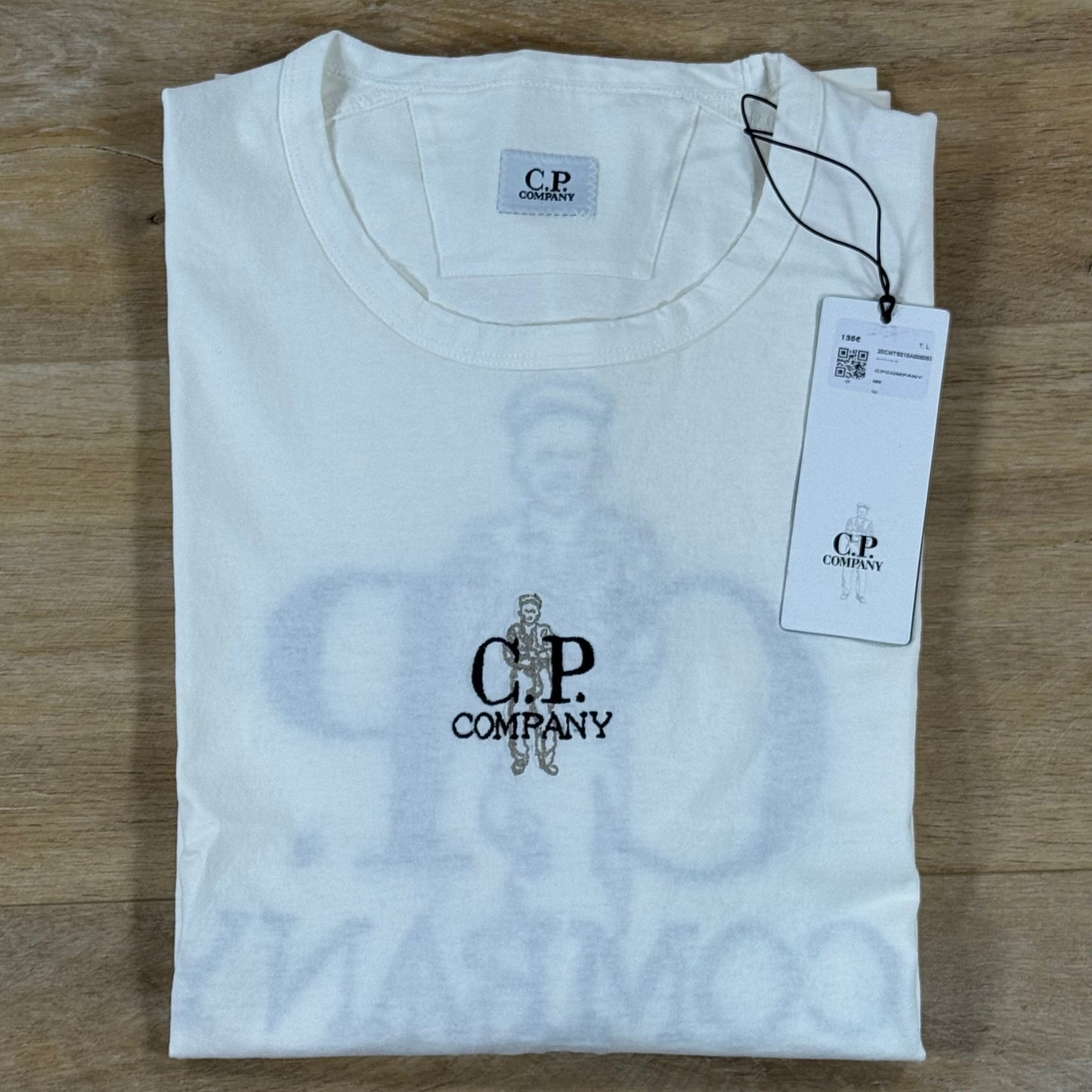 C.P. Company 1020 Jersey Embroidery T-Shirt in Gauze White