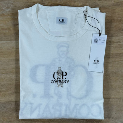 C.P. Company 1020 Jersey Embroidery T-Shirt in Gauze White