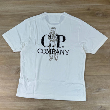 C.P. Company 1020 Jersey Embroidery T-Shirt in Gauze White