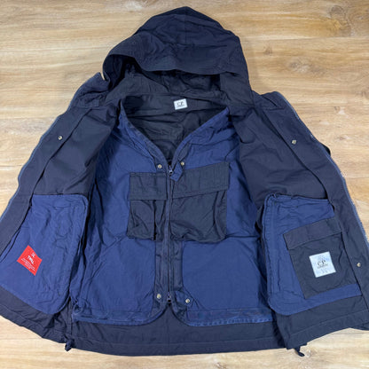 C.P. Company Twill Hooded Lens Jacket in Navy