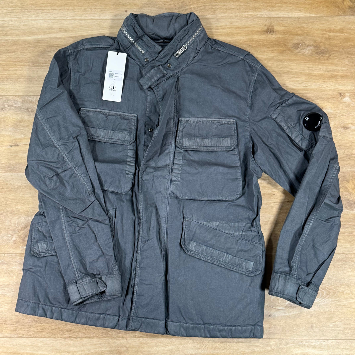 C.P. Company 50 Fili Wax Field Lens Jacket in Gunmetal - Grey