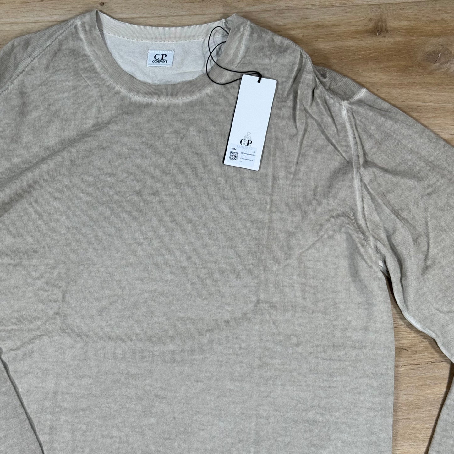 C.P. Company Cotton Crepe Double Dyed Crewneck Sweater in Beige