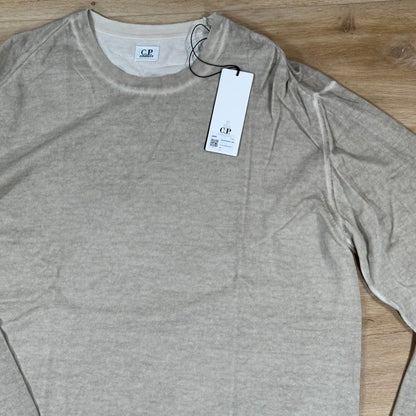 C.P. Company Cotton Crepe Double Dyed Crewneck Sweater in Beige