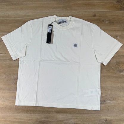 Stone Island Combed Organic Cotton T-Shirt in Ivory