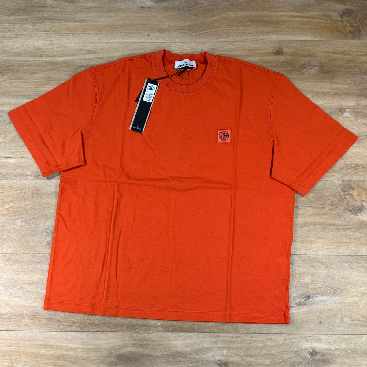 Stone Island Combed Organic Cotton T-Shirt in Burnt Orange