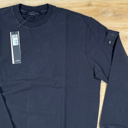 Stone Island Ghost Stretch Cotton Fleece Crewneck Sweatshirt in Black