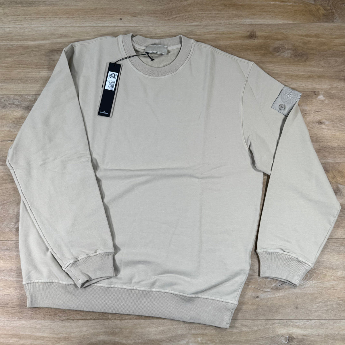 Stone Island Ghost Stretch Cotton Fleece Crewneck Sweatshirt in Beige