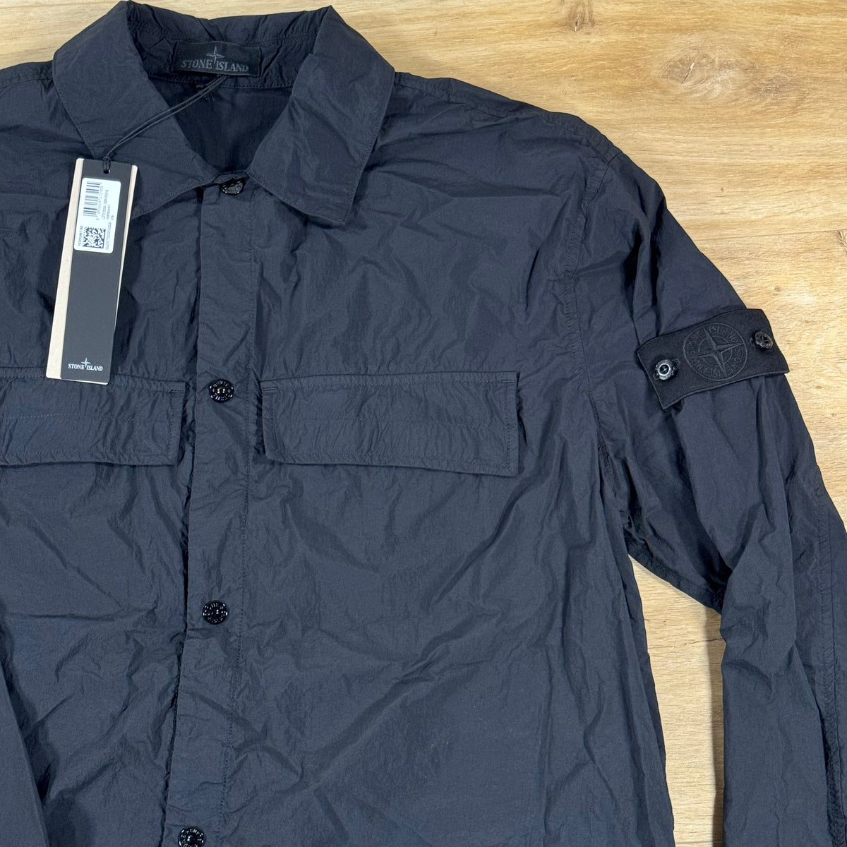 Stone Island Ghost Nylon Smerigliato Overshirt in Black