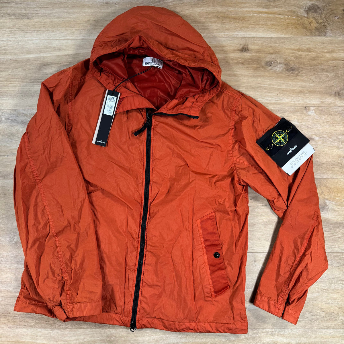 Stone Island Crinkle Reps NY Hooded Jacket in Burnt Orange