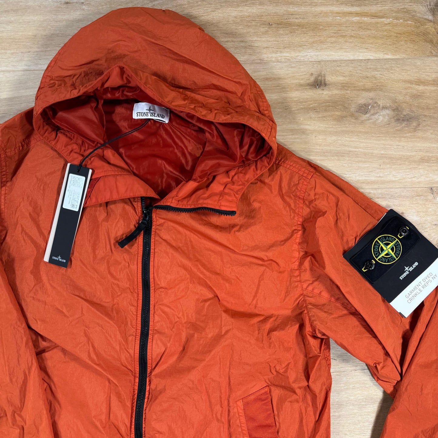 Stone Island Crinkle Reps NY Hooded Jacket in Burnt Orange