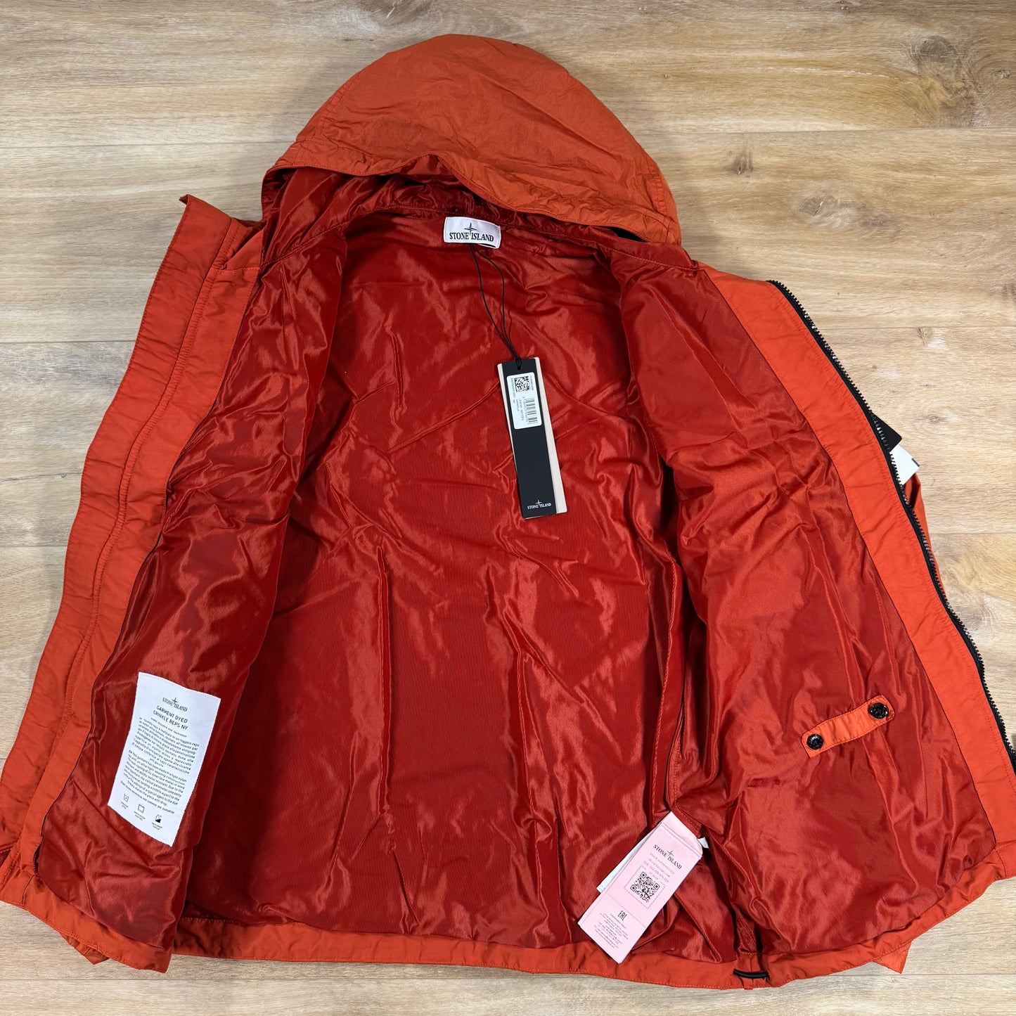 Stone Island Crinkle Reps NY Hooded Jacket in Burnt Orange