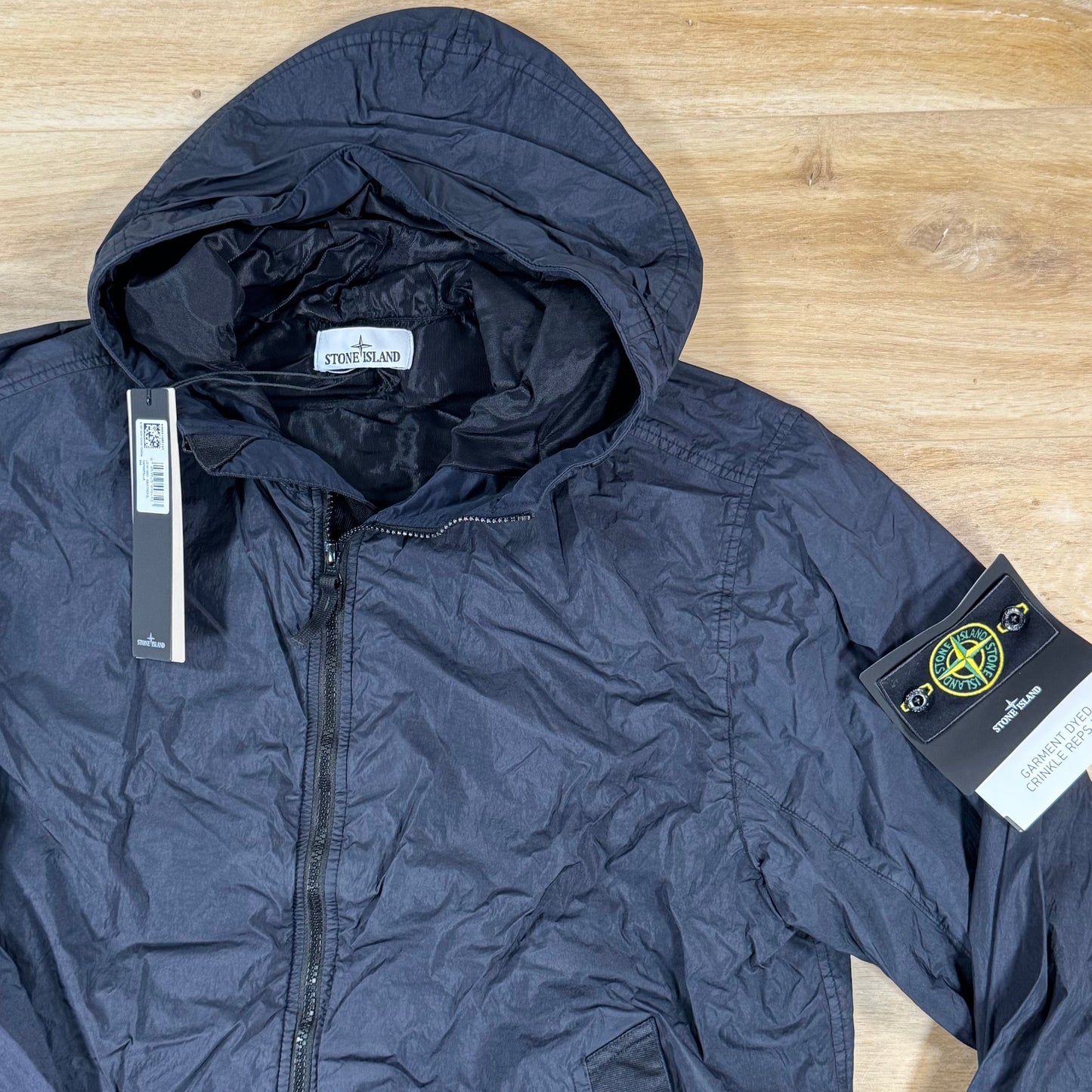Stone Island Crinkle Reps NY Hooded Jacket in Navy